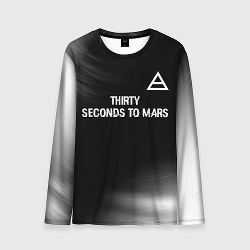Мужской лонгслив Thirty Seconds to Mars glitch на темном фоне посер / 3D-принт – фото 1
