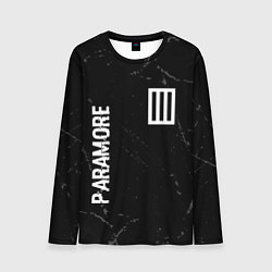 Мужской лонгслив Paramore glitch на темном фоне вертикально