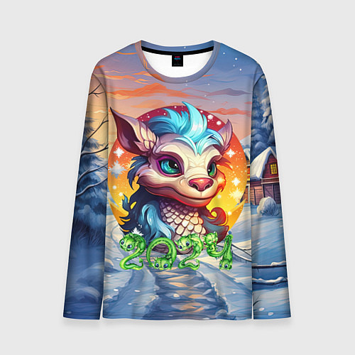 Мужской лонгслив Новогодний дракон 2024 / 3D-принт – фото 1