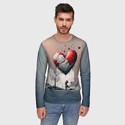 Лонгслив мужской Разбитое сердце на веревочке, цвет: 3D-принт — фото 2