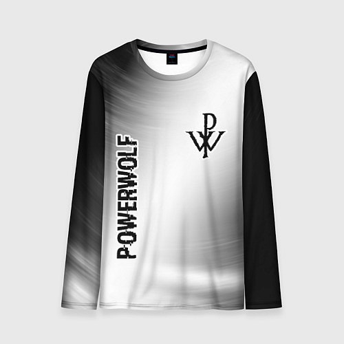 Мужской лонгслив Powerwolf glitch на светлом фоне вертикально / 3D-принт – фото 1