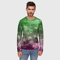 Лонгслив мужской Абстракция - Фиолетово-зеленый бардак, цвет: 3D-принт — фото 2