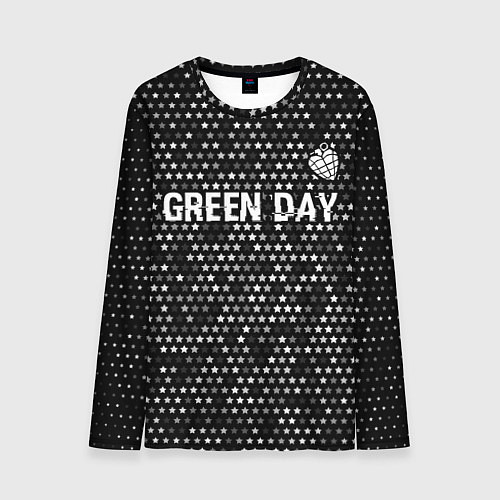 Мужской лонгслив Green Day glitch на темном фоне посередине / 3D-принт – фото 1