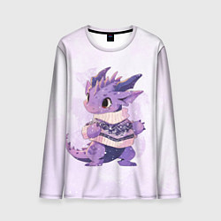 Лонгслив мужской Милый фиолетовый дракон, цвет: 3D-принт