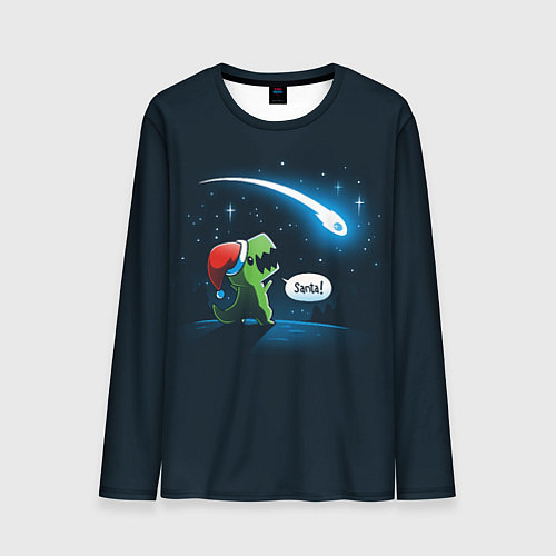 Мужской лонгслив Новогодний ти рекс / 3D-принт – фото 1