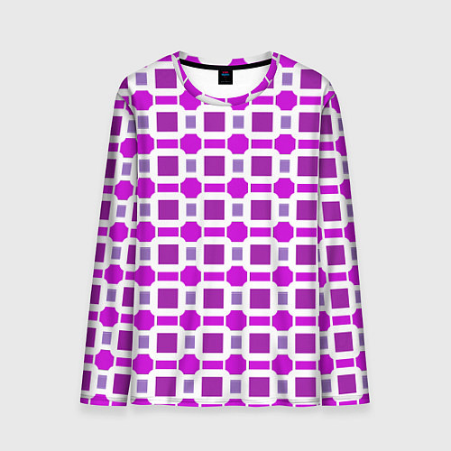 Мужской лонгслив Фиолетовые кирпичики и белые полосы / 3D-принт – фото 1