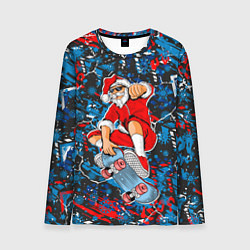 Лонгслив мужской Санта Клаус на скейтборде, цвет: 3D-принт
