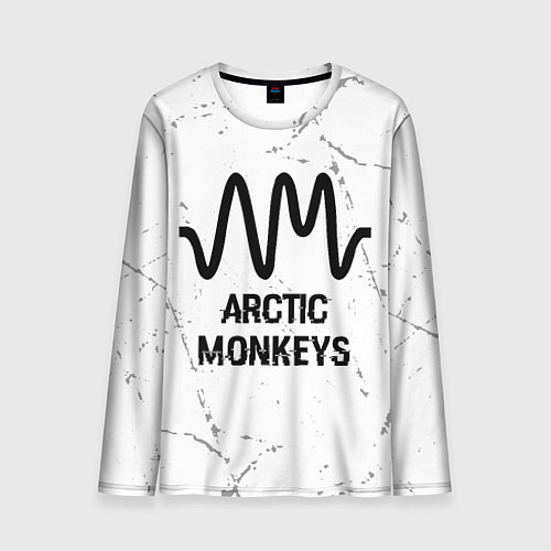 Мужской лонгслив Arctic Monkeys glitch на светлом фоне / 3D-принт – фото 1