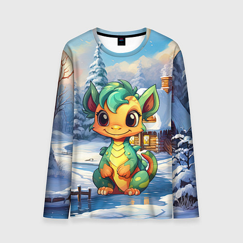 Мужской лонгслив Крошечный дракон зимы 2024 / 3D-принт – фото 1