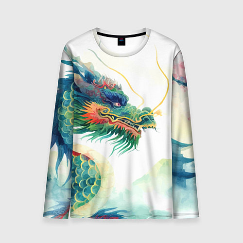 Мужской лонгслив Japanese dragon - watercolor art / 3D-принт – фото 1