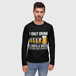 Лонгслив мужской I only drink beer 3 days a week, цвет: 3D-принт — фото 2