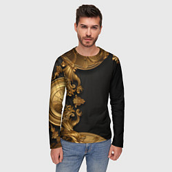 Лонгслив мужской Золотые объемные узоры, цвет: 3D-принт — фото 2