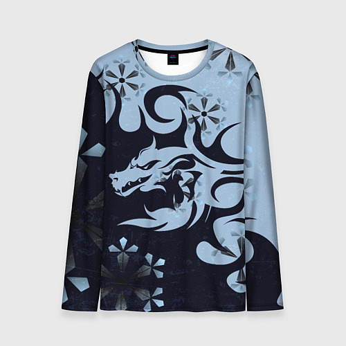 Мужской лонгслив Дракон со снежинками / 3D-принт – фото 1