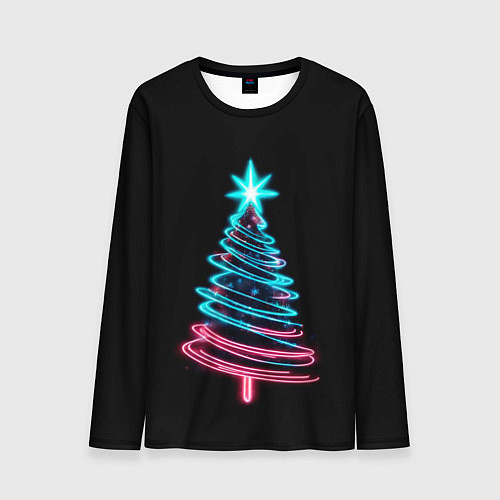 Мужской лонгслив Неоновая ёлка / 3D-принт – фото 1