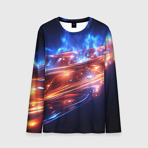 Мужской лонгслив Оранжевая полоса в движении / 3D-принт – фото 1