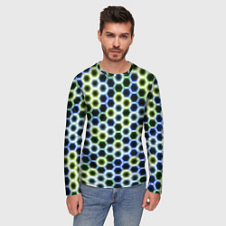 Лонгслив мужской Светящиеся соты, цвет: 3D-принт — фото 2