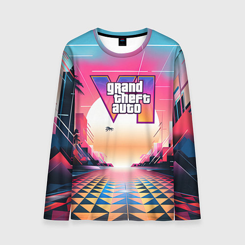 Мужской лонгслив GTA 6 retro abstract logo / 3D-принт – фото 1