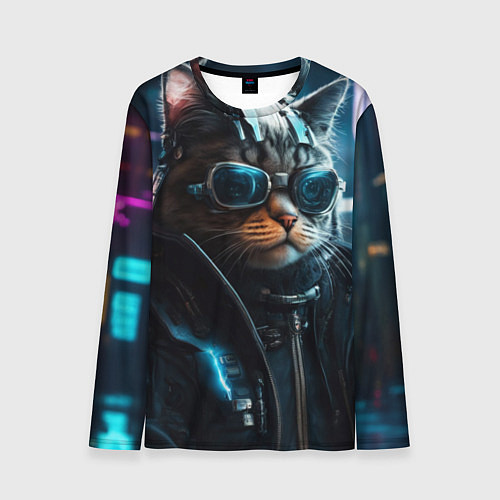 Мужской лонгслив Крутой кот от ai / 3D-принт – фото 1