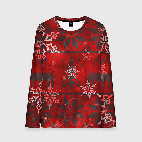 Мужской лонгслив Рождественские узоры снежинки / 3D-принт – фото 1
