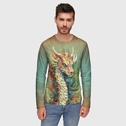 Лонгслив мужской Зеленый древесный дракон с деревьями, цвет: 3D-принт — фото 2