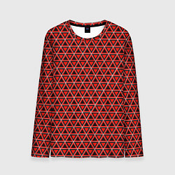 Лонгслив мужской Красные и чёрные треугольники, цвет: 3D-принт