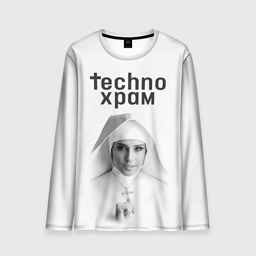 Мужской лонгслив Techno храм монашка улыбается / 3D-принт – фото 1