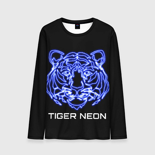 Мужской лонгслив Tiger neon art / 3D-принт – фото 1