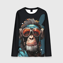 Лонгслив мужской Крутая обезьяна в очках, цвет: 3D-принт
