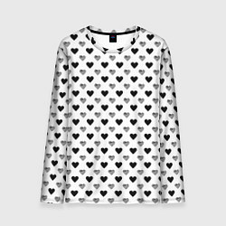 Лонгслив мужской Черно-белые сердечки, цвет: 3D-принт