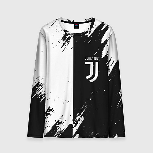 Мужской лонгслив Juventus краски чёрнобелые / 3D-принт – фото 1