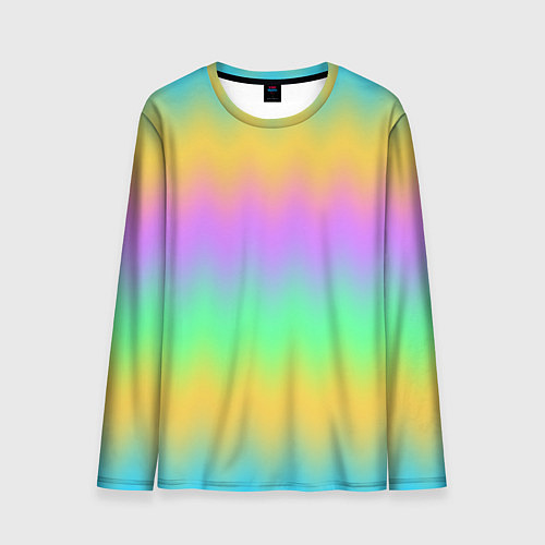 Мужской лонгслив Мягкие неоновые зигзаги / 3D-принт – фото 1