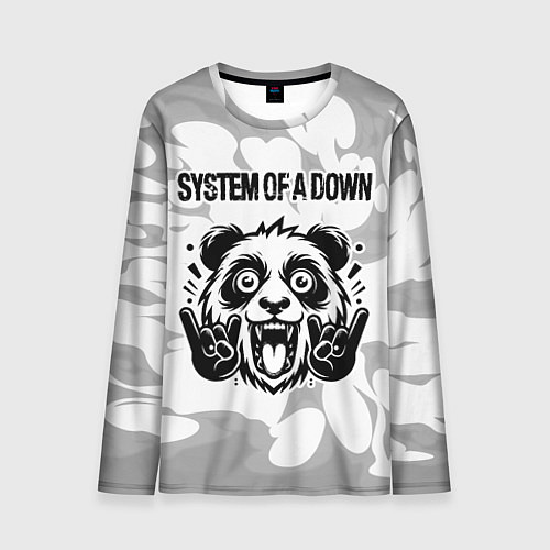 Мужской лонгслив System of a Down рок панда на светлом фоне / 3D-принт – фото 1