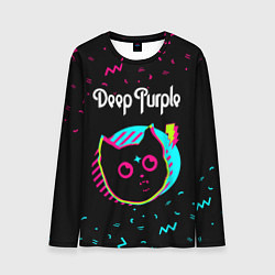 Лонгслив мужской Deep Purple - rock star cat, цвет: 3D-принт