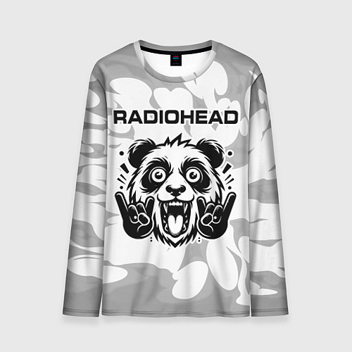 Мужской лонгслив Radiohead рок панда на светлом фоне / 3D-принт – фото 1