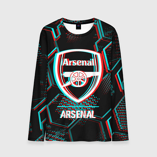 Мужской лонгслив Arsenal FC в стиле glitch на темном фоне / 3D-принт – фото 1
