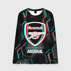 Мужской лонгслив Arsenal FC в стиле glitch на темном фоне