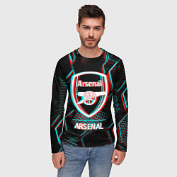Лонгслив мужской Arsenal FC в стиле glitch на темном фоне, цвет: 3D-принт — фото 2