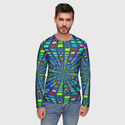 Лонгслив мужской Абстрактный узор коридор из разноцветных квадратов, цвет: 3D-принт — фото 2