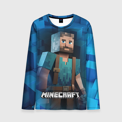 Мужской лонгслив Minecraft персонаж синий фон / 3D-принт – фото 1