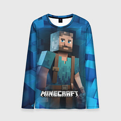Мужской лонгслив Minecraft персонаж синий фон