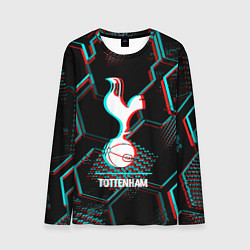 Мужской лонгслив Tottenham FC в стиле glitch на темном фоне