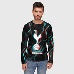 Лонгслив мужской Tottenham FC в стиле glitch на темном фоне, цвет: 3D-принт — фото 2