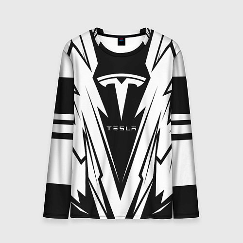 Мужской лонгслив Tesla - black and white / 3D-принт – фото 1