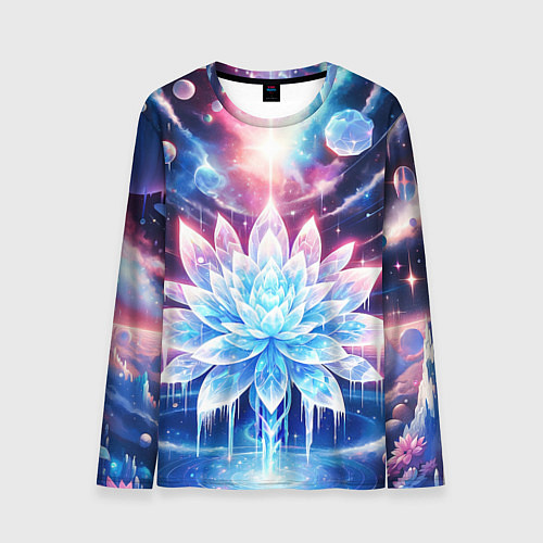 Мужской лонгслив Космический цветок из льда - эзотерический лотос / 3D-принт – фото 1