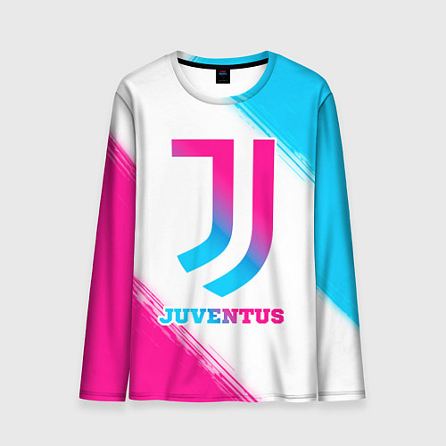 Мужской лонгслив Juventus neon gradient style / 3D-принт – фото 1