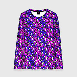 Лонгслив мужской Фиолетовый узор и чёрная обводка, цвет: 3D-принт