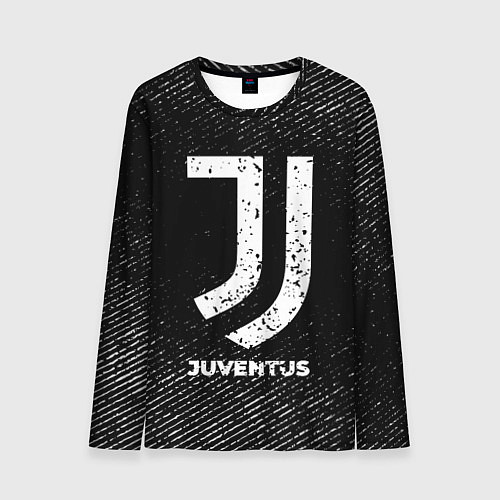 Мужской лонгслив Juventus с потертостями на темном фоне / 3D-принт – фото 1