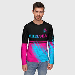 Лонгслив мужской Chelsea - neon gradient посередине, цвет: 3D-принт — фото 2