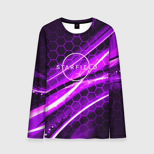Мужской лонгслив Starfield game logo neon / 3D-принт – фото 1