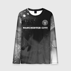 Лонгслив мужской Manchester City sport на темном фоне посередине, цвет: 3D-принт